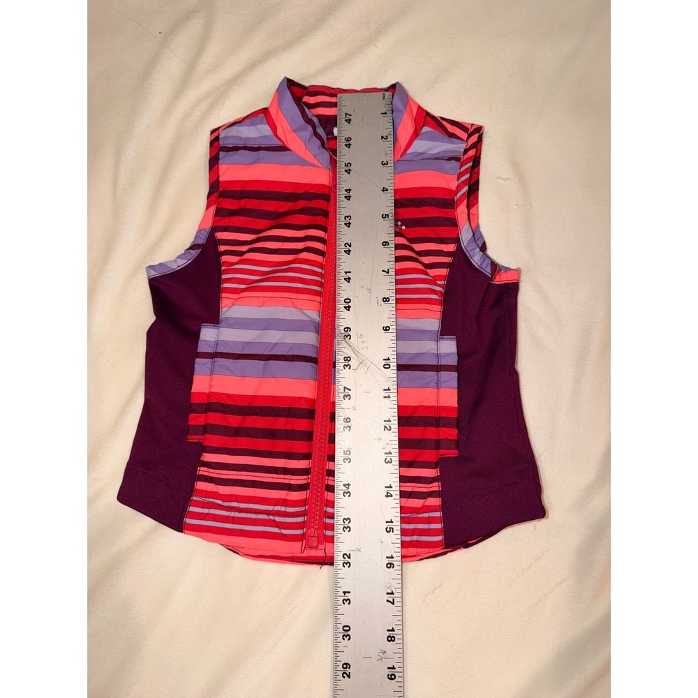 Gymgo Gymboree Kids XS 3-4 Puffer Vest Pink Purple Striped Full Zip Activewear - Picture 2 of 6